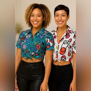 Abstract Pop Art Crop Shirt